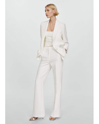 Mango Tailored Jacket With Turn-down Sleeves - White
