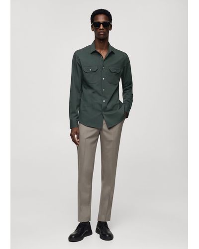Mango Overshirt With Stretch Fabric Pockets - Green
