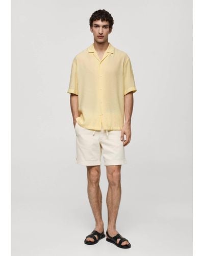 Mango Modal Shirt With Bowling Collar - Natural
