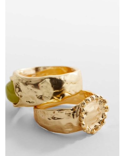 Mango Set Of Combination Rings - Metallic