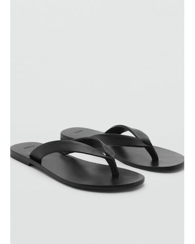 Mango Leather Straps Sandals - Black