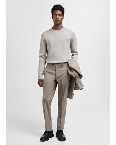 Mango Slim Fit Wool Suit Trousers Light/pastel - Grey