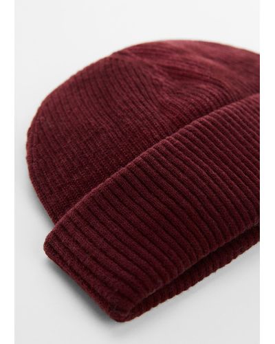 Mango Short Knitted Hat - Red
