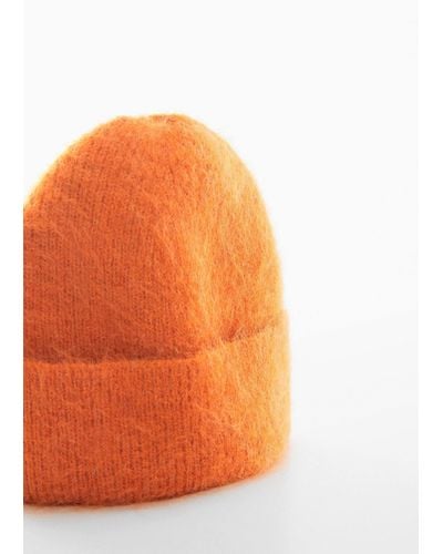 Mango Knitted Wool-blend Cap - Orange