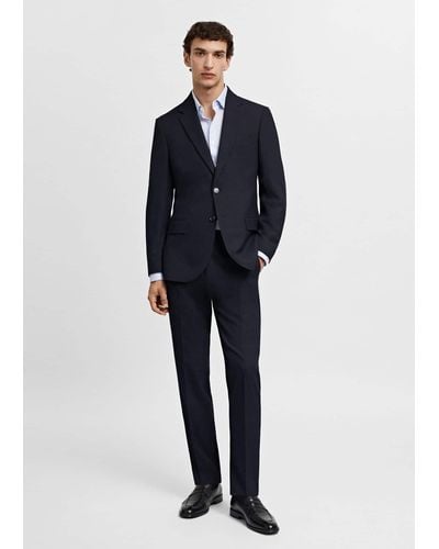 Mango Stretch Fabric Slim-fit Suit Jacket Dark - Blue