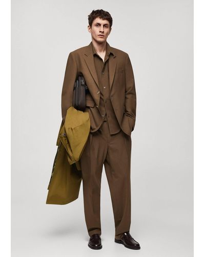 Mango Regular Fit Cold Wool Suit Blazer - Brown
