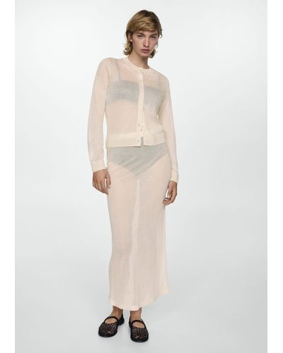 Mango Semi-transparent Knitted Skirt Off - White