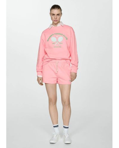 Mango Knitted Shorts With Logo - Pink