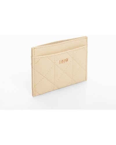 Mango Quilted Cardholder With Logo Off - Natural