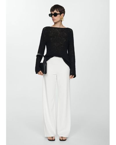 Mango Flowy Straight-fit Trousers - White