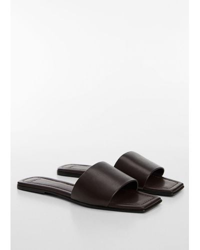 Mango Leather Thong Sandals - White