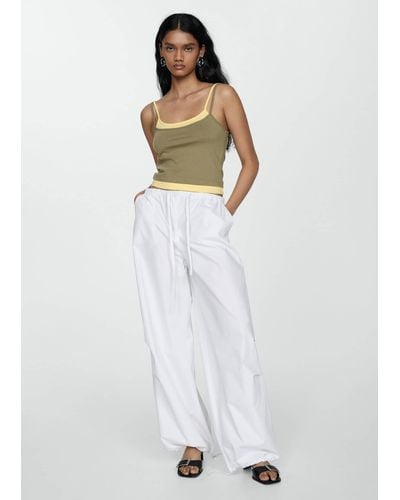 Mango Combination Top With Thin Straps - White