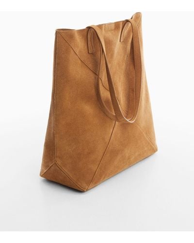 Mango Leather Shopper Bag Medium - Brown