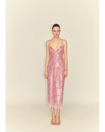 Mango Sequin Lace Slip Dress - Natural