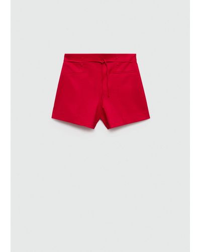 Mango Shorts Linen Bow - Red