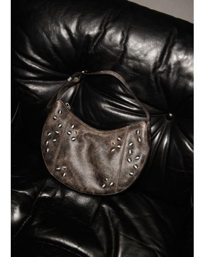 Mango Stud Leather Bag - Black