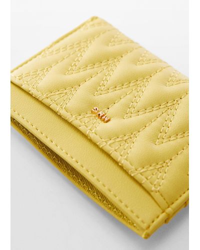 Mango Quilted Cardholder With Logo - Yellow