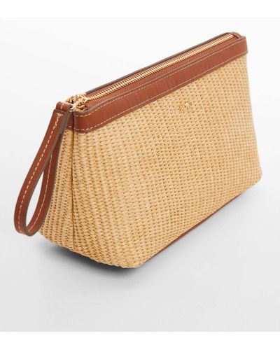 Mango Raffia Effect Toiletry Bag - Natural