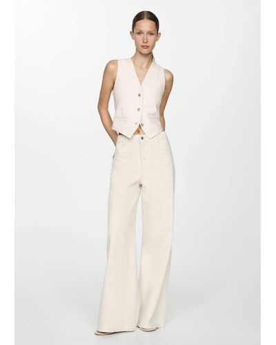 Mango Wideleg Jeans With Pockets Off - White