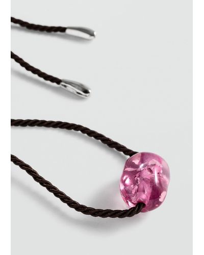 Mango Beaded Cord Necklace - Pink