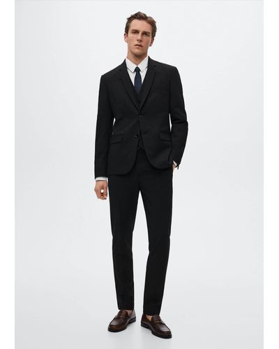 Mango Super Slim Fit Suit Trousers - Black