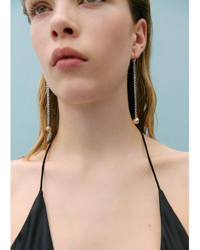 Mango Long-bead Chain Earrings - Natural