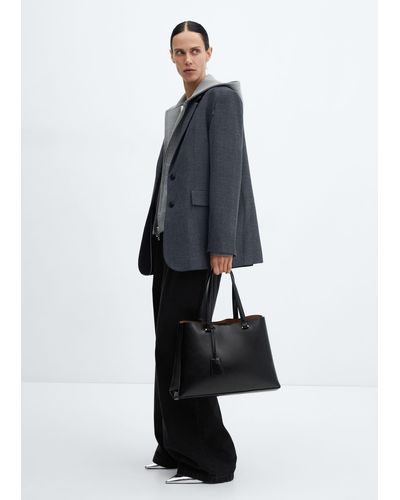 Mango Shopper Bag With Dual Compartment - Black