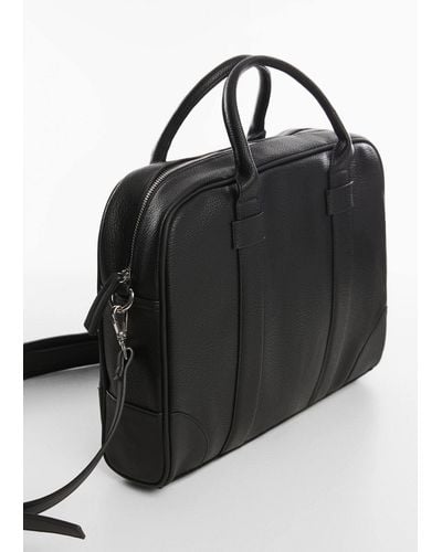 Mango Leather-effect Briefcase - Black