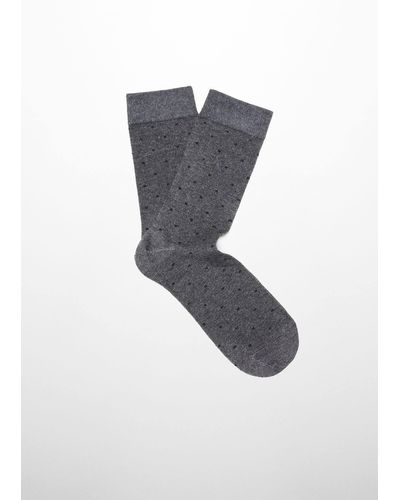 Mango Cotton Socks With Embroidered Detail - Grey
