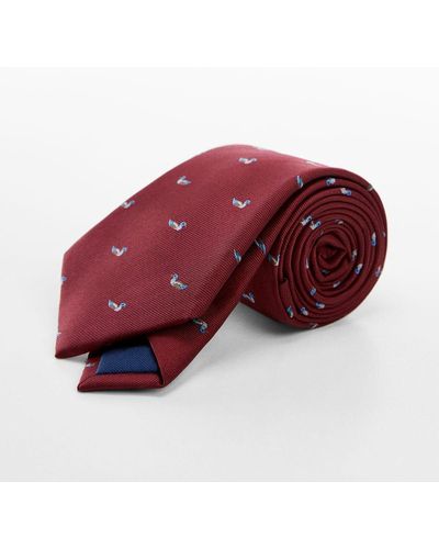 Mango Cravatta stampa animali - Rosso