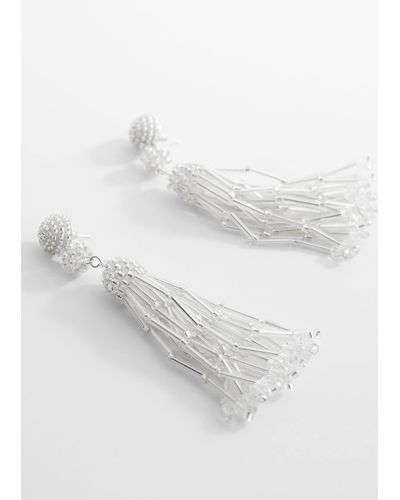 Mango Long Crystal Earrings - White