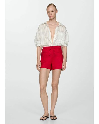 Mango Shorts Linen Bow - Red