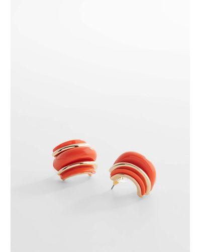 Mango Volume Hoop Earrings Coral - Red