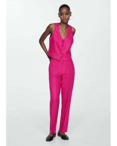 Mango Linen Suit Waistcoat - Pink