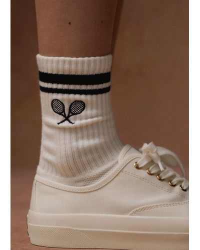 Mango Cotton Socks With Embroidered Detail Dark - Brown