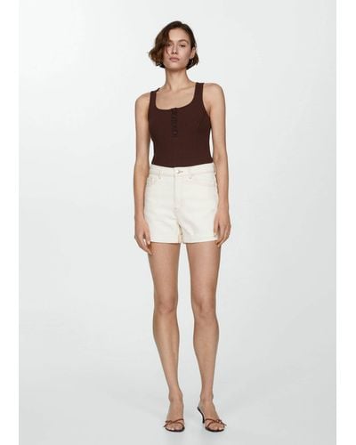 Mango High-rise Denim Shorts - White