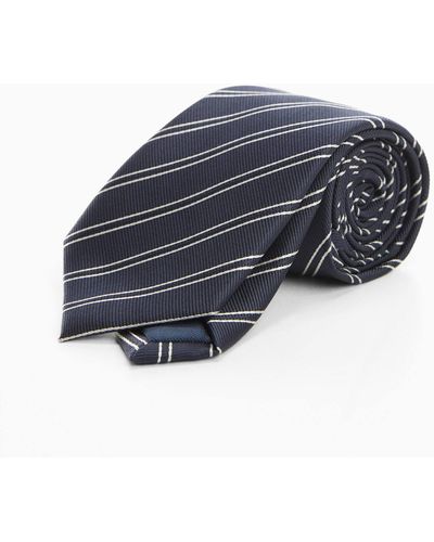 Mango Stain-resistant Striped Tie - Blue