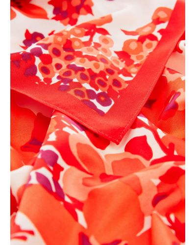Mango Floral Printed Scarf - Red