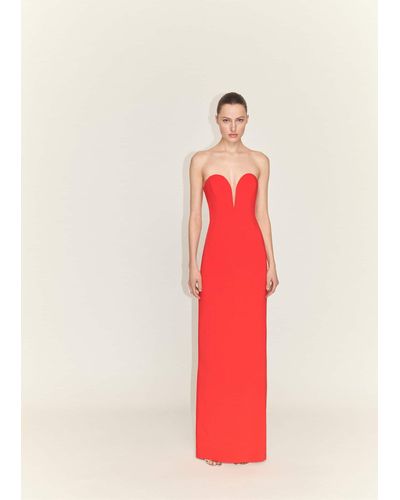 Mango Strapless Dress With Sweetheart Neckline - Red