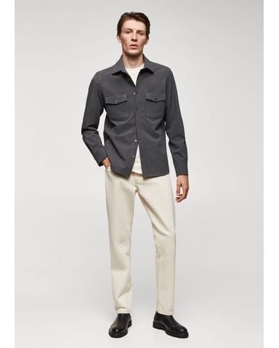 Mango Chest-pocket Cotton Overshirt - Grey