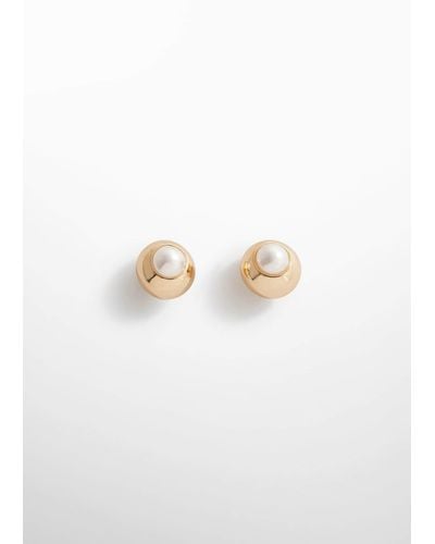 Mango Spherical Pearl-detail Earrings - White