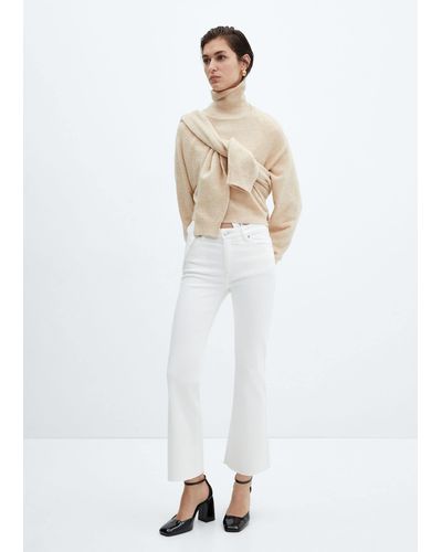 Mango Crop Flared Jeans - White