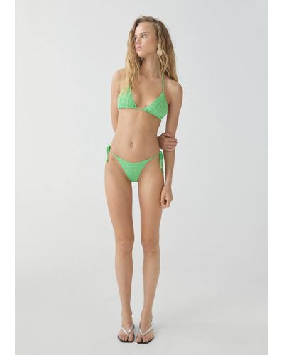 Mango Beaded-texture Bikini Top - Green