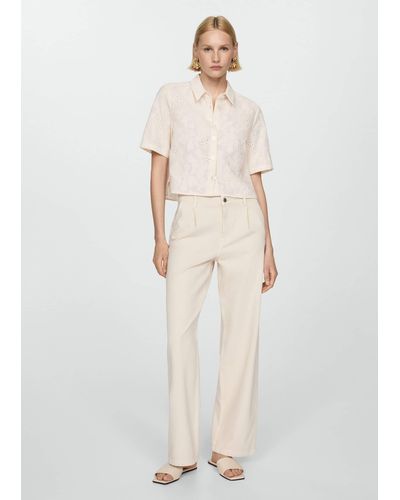 Mango Embroidered Detail Shirt - White