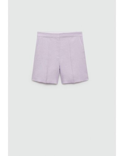Mango 100% Linen Straight Shorts Light/pastel - Pink