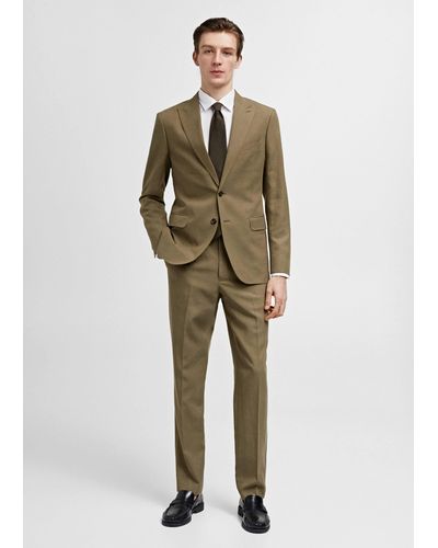 Mango Slim Fit Linen And Cotton Suit Jacket - Green