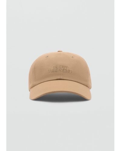 Mango Embroidered Message Cap - Natural