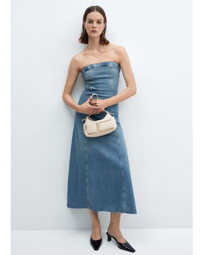Mango Shoulder Bag With Pockets - Blue
