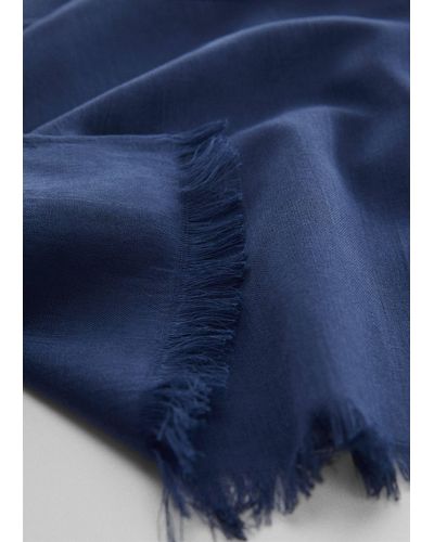 Mango Cotton Linen-blend Scarf - Blue