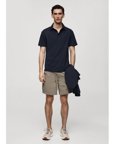 Mango Slim-fit Quick-drying Polo Shirt Dark - Blue